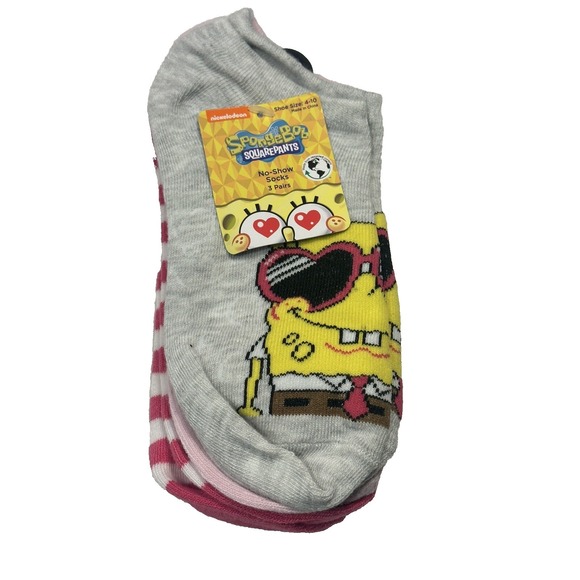 Nickelodeon Accessories - Nickelodeon Spongebob Squarepants 3 Pairs No Show Ankle Socks Womens Size 4-10